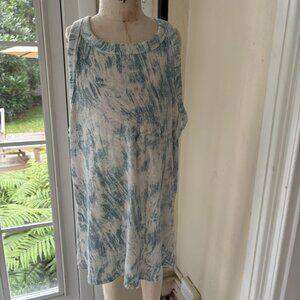 Tye Dye Patterned Blue and White Tank Top